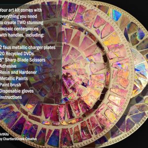 Set of 2 Mosaic Charger Centerpieces with Handles